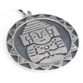 impozanta amuleta azteca " Xilonen ", din argint, atelier Los Castillo. Taxco Mexic cca 1950